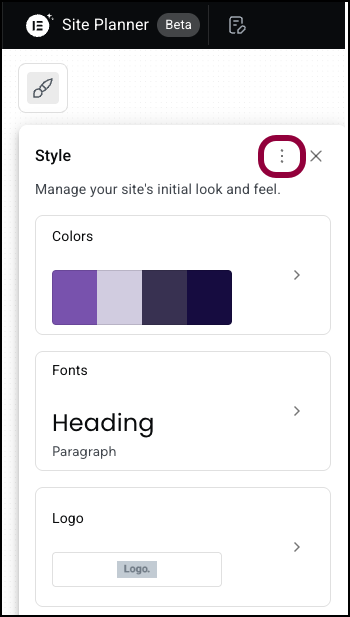 Click the ellipses Build an entire website from scratch with Elementor AI's Site Planner 97