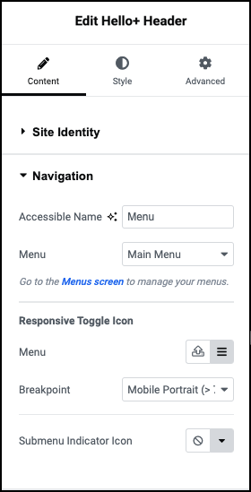 Content tab Navigation 4 Customize your Hello Biz Header 419