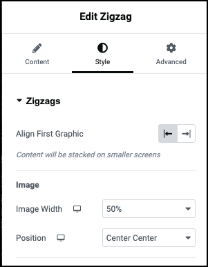 Style tab Image Zigzag Widget 505