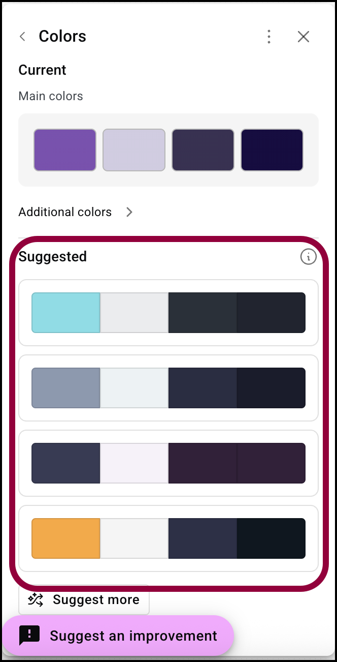 Suggested colors Build an entire website from scratch with Elementor AI's Site Planner 71