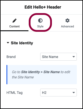 10 Click the Style tab Customize your Hello Biz Header 407