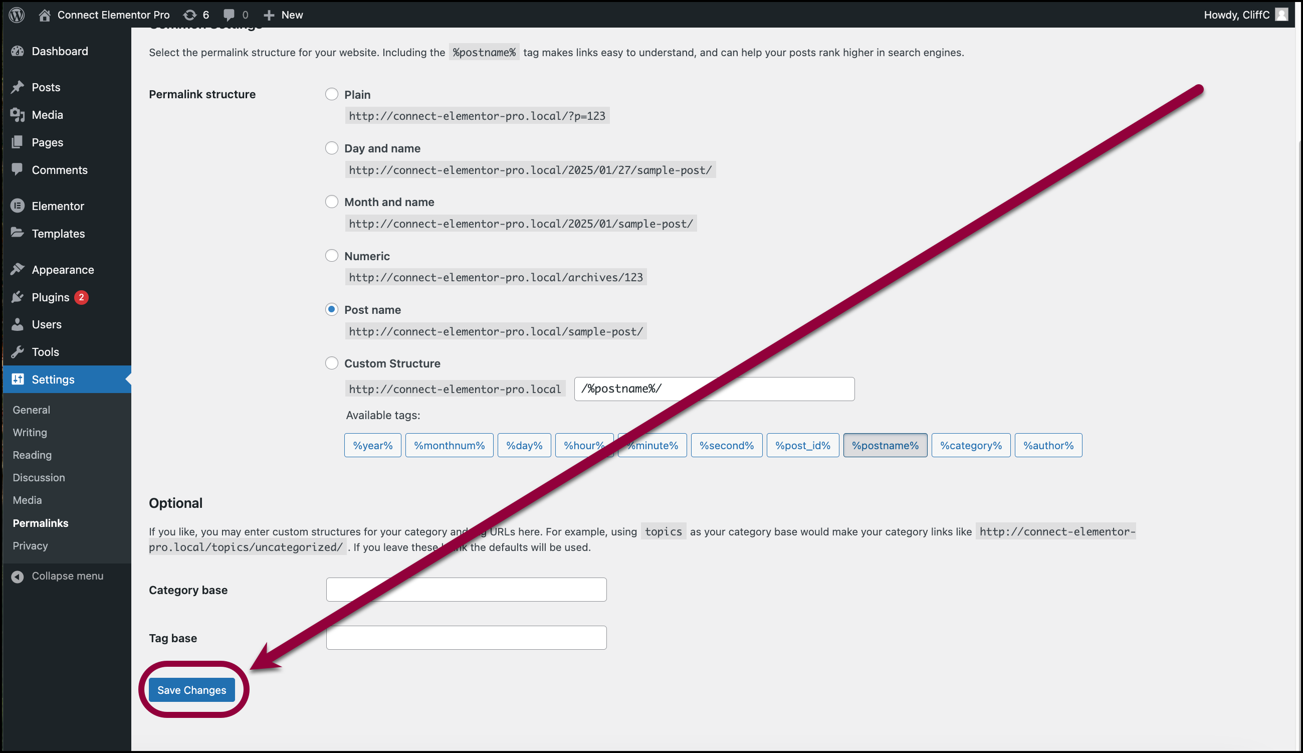 Click Save changes Troubleshooting REST API Access Issues in Elementor's Site Planner 3