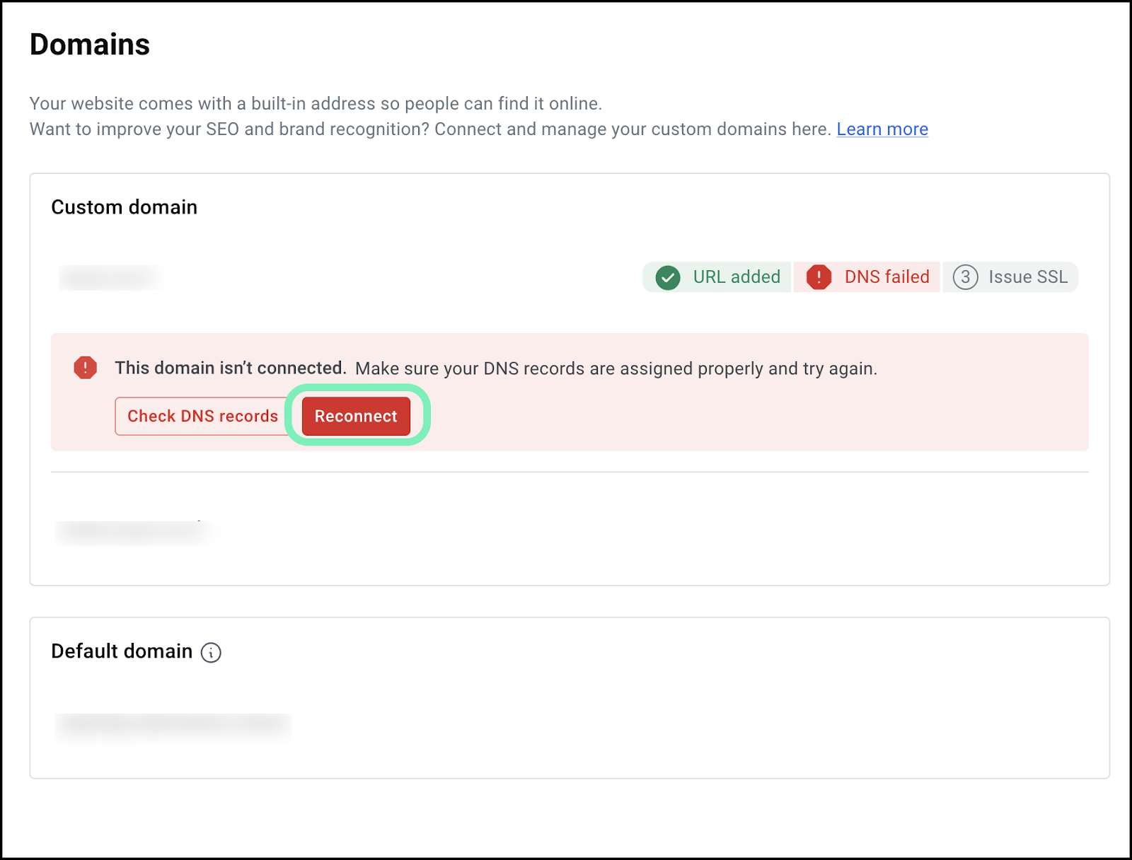 image 3 Troubleshooting - My domain is not connected to my website 9