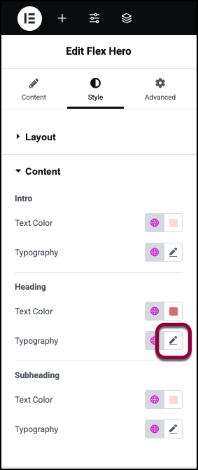 Click Typography Flex Hero widget 503