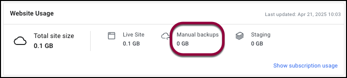 Manual backups Access your website's usage information 15
