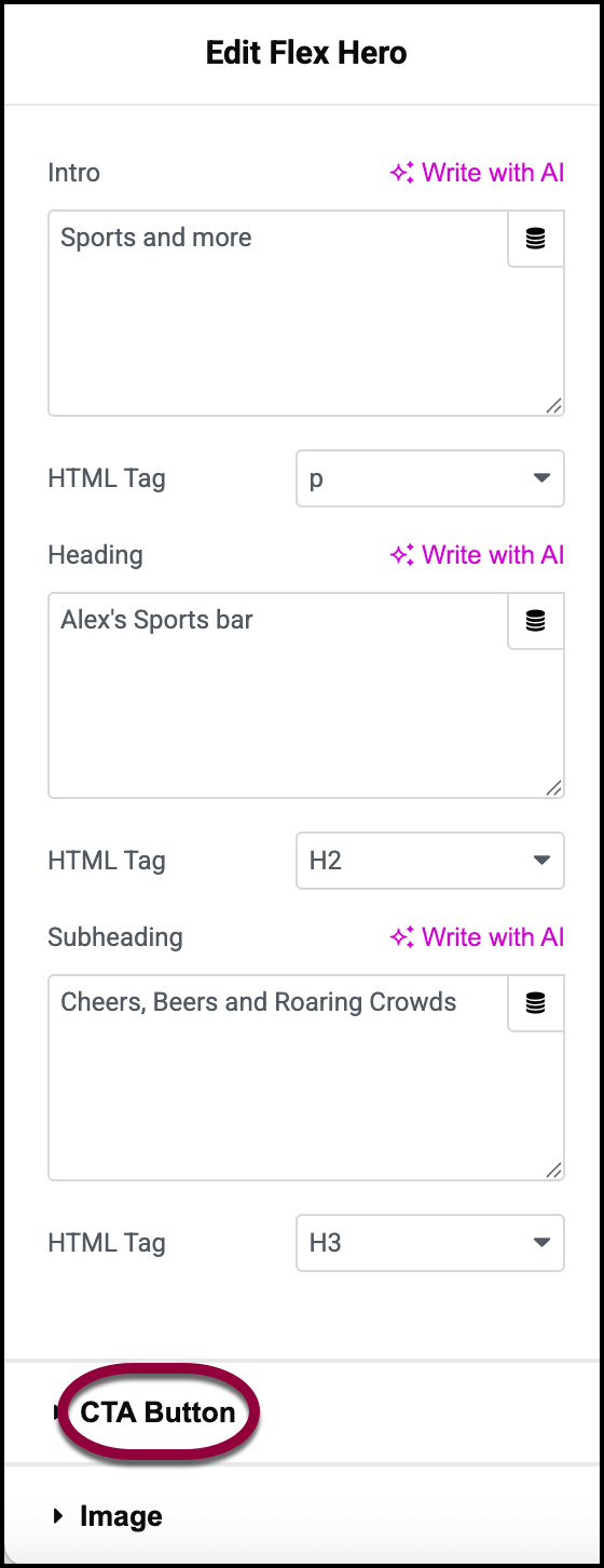 Open CTA Flex Hero widget 485