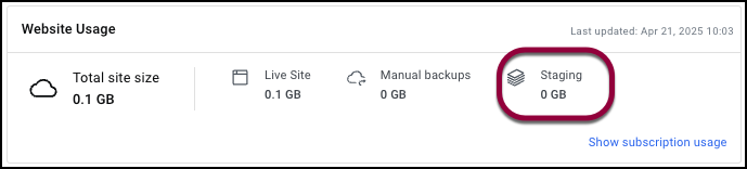 Staging Access your website's usage information 17