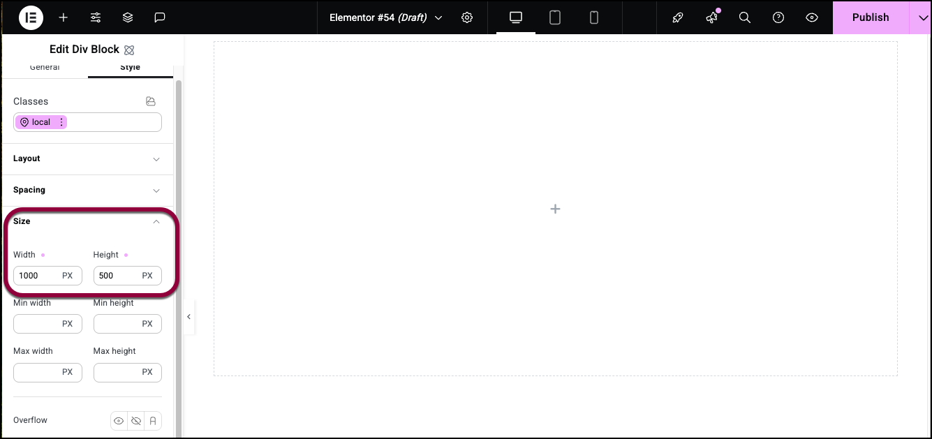 4 Set the size Div Block element 11