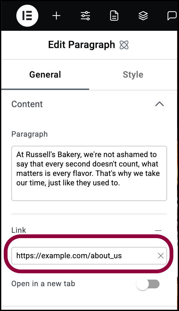 Paragraph element 24 Add the URL to the link Paragraph element 23