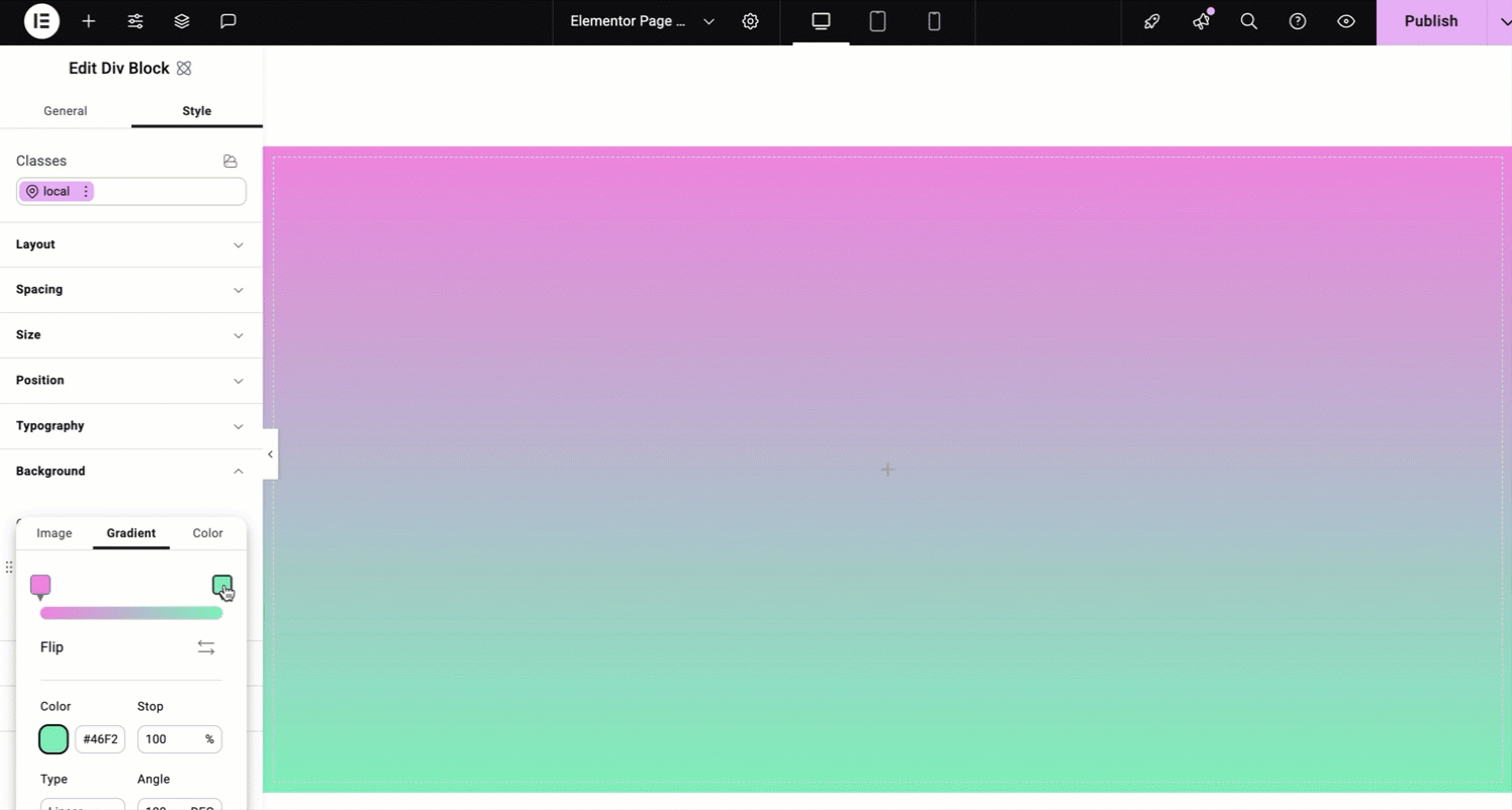 Move the handles Style tab - Background 41