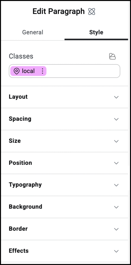 Paragraph element 26 Style tab 4 Paragraph element 25