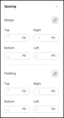 The spacing section Style tab - Spacing 1