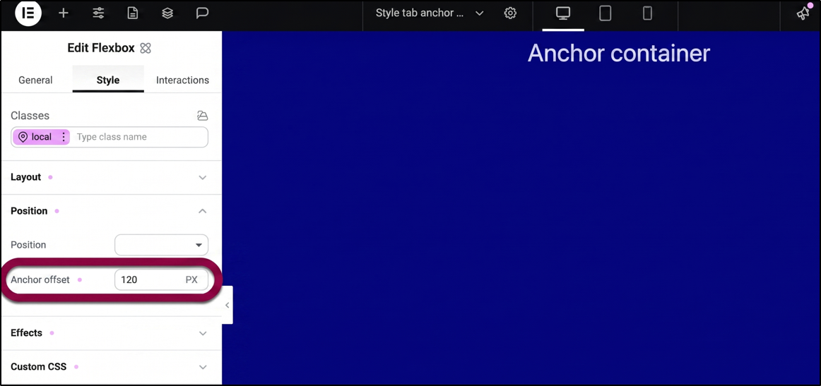 anchor offset