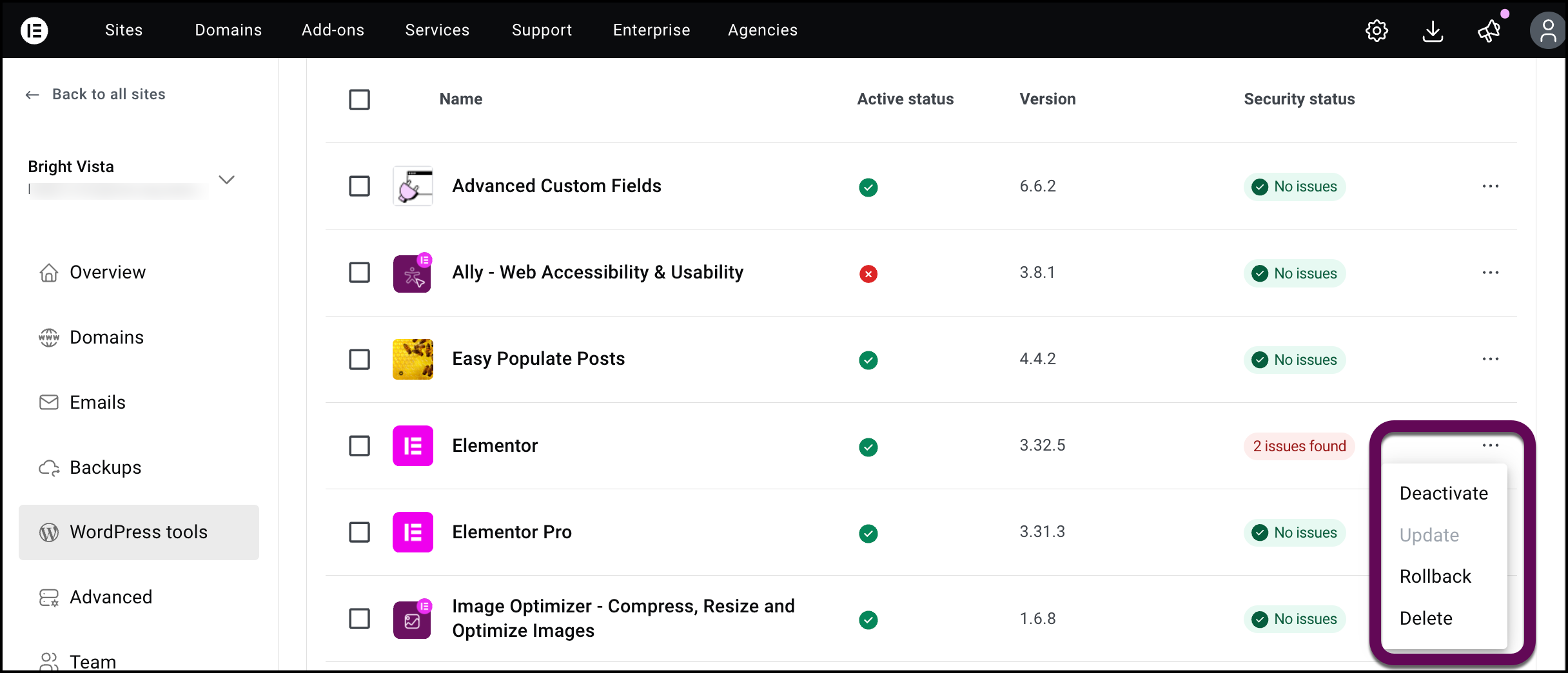 The ellipses for managing plugins