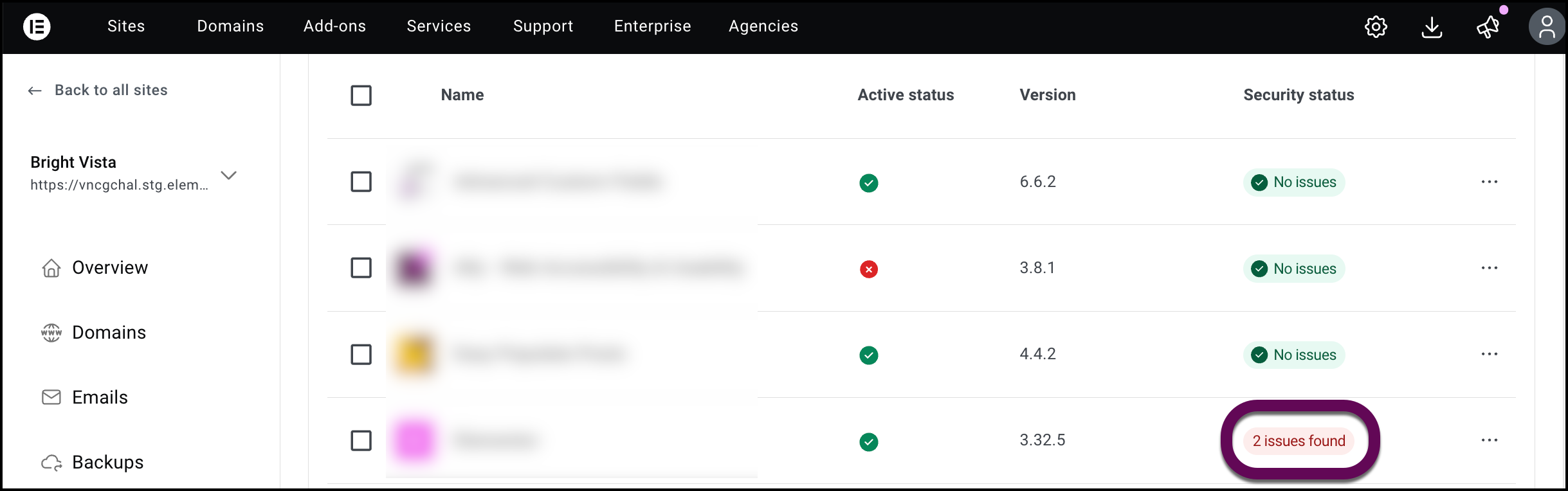 The notice of security issues