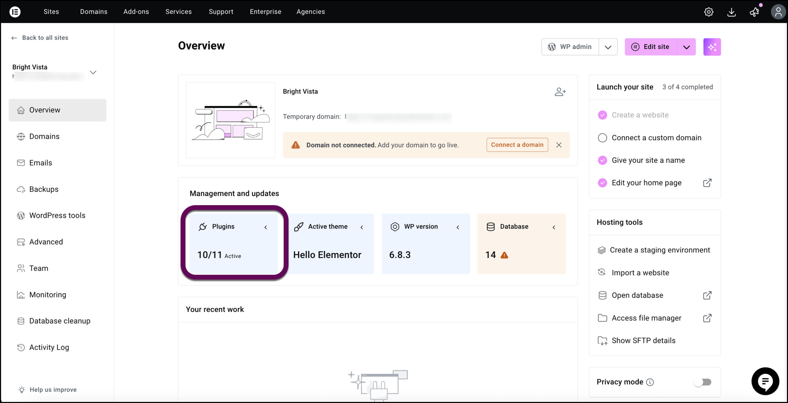 Click the plugins button to manage the plugins