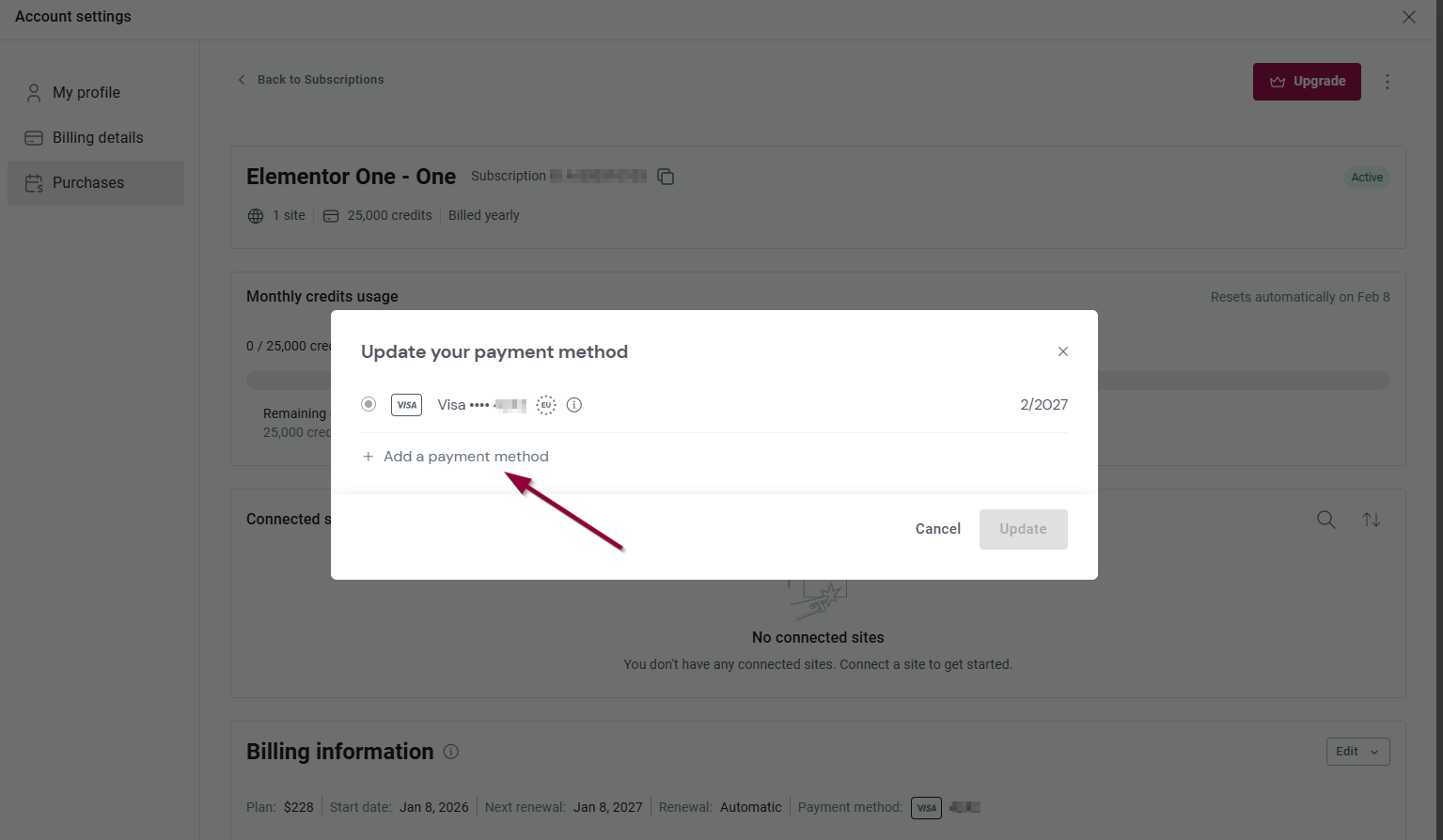 add a payment method