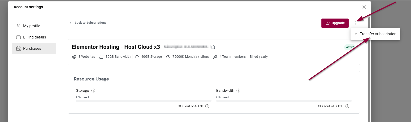 transfer subscription