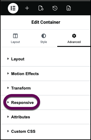 Open the responsive section