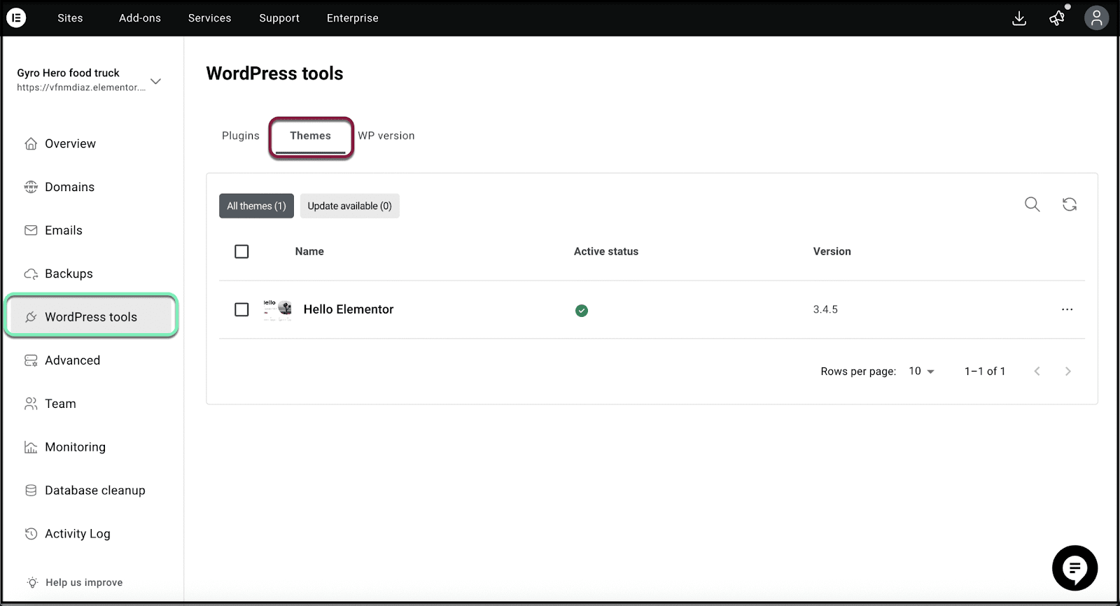 The Themes tab lets you control the theme
