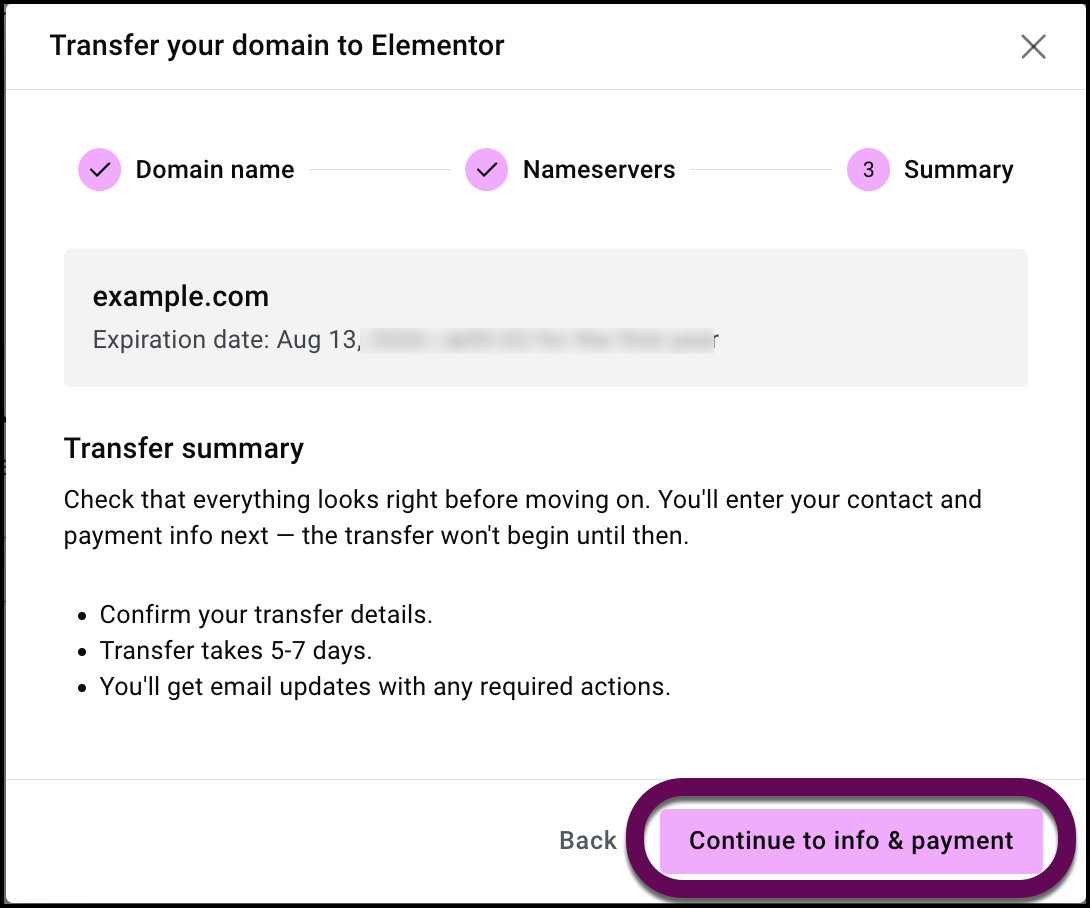 The Continue to payment to finish the process