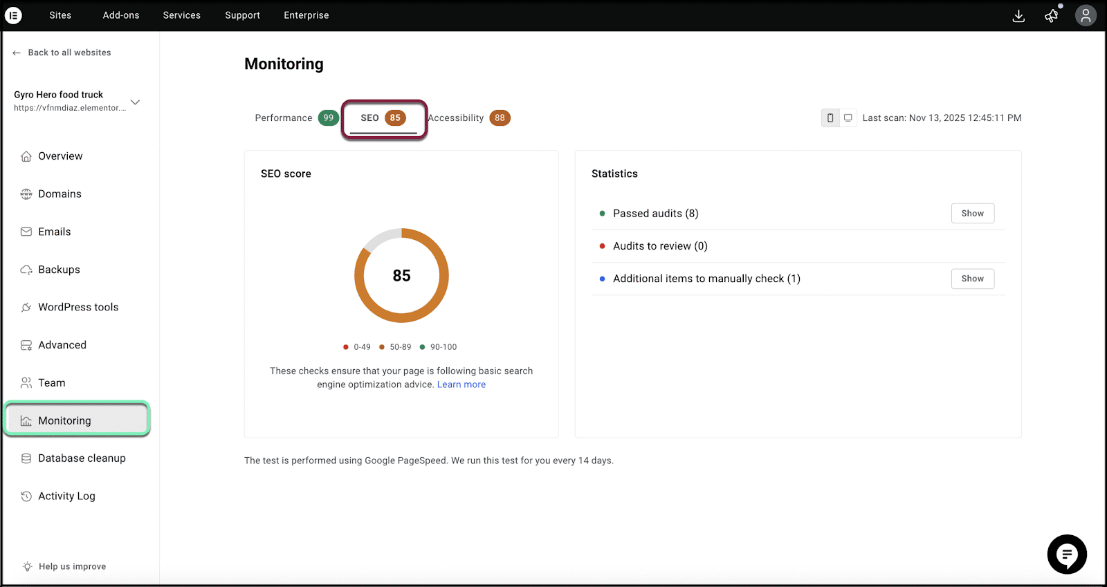 The SEO tab helps your site become more visible to search engines.