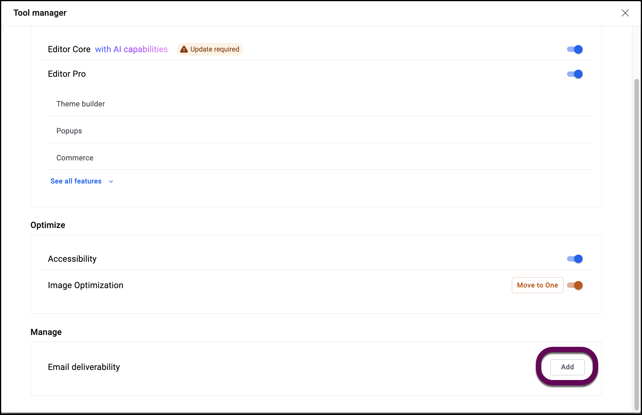 Click Add to make the addon part of your Elementor One account.