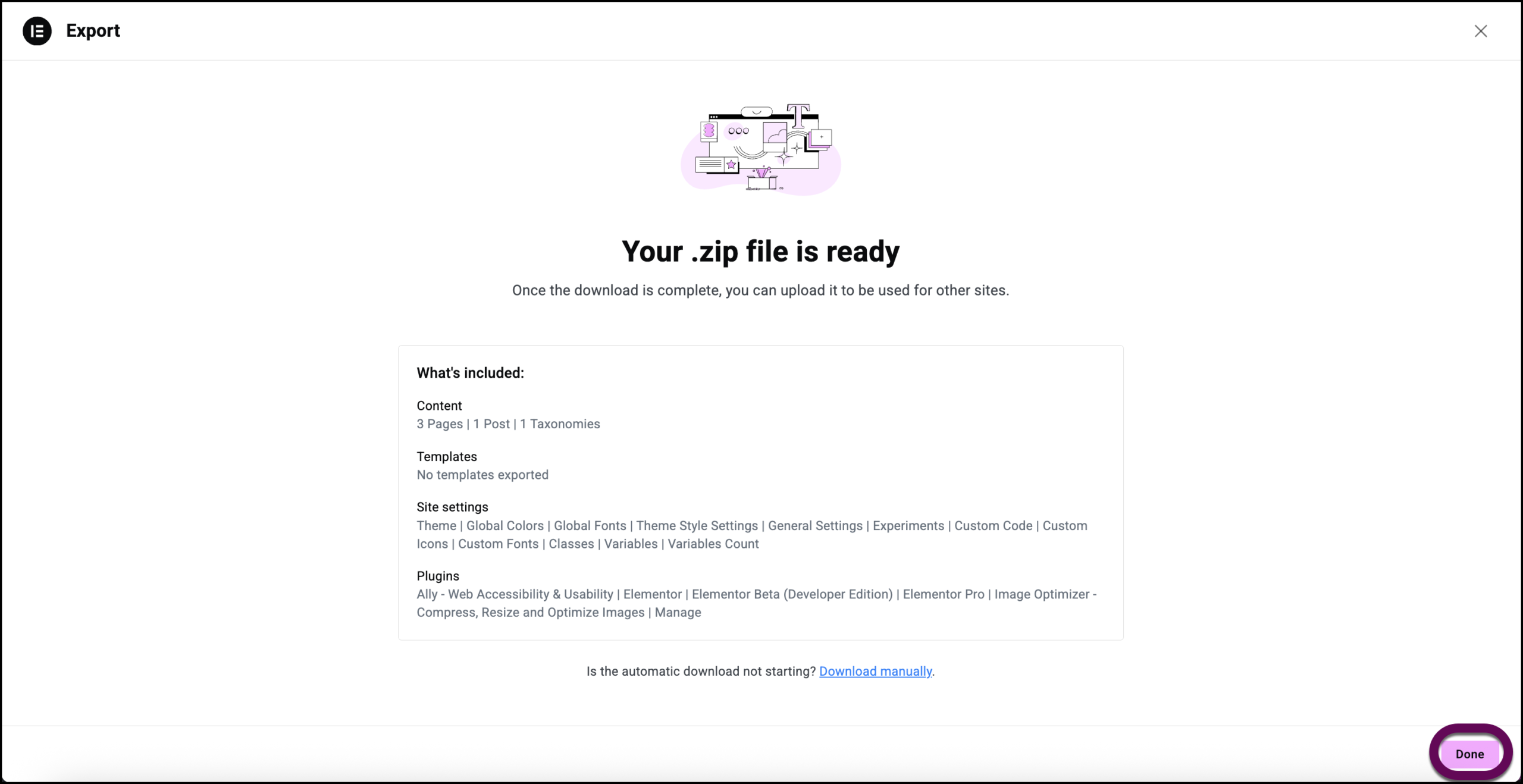 Click Done to finish the process.