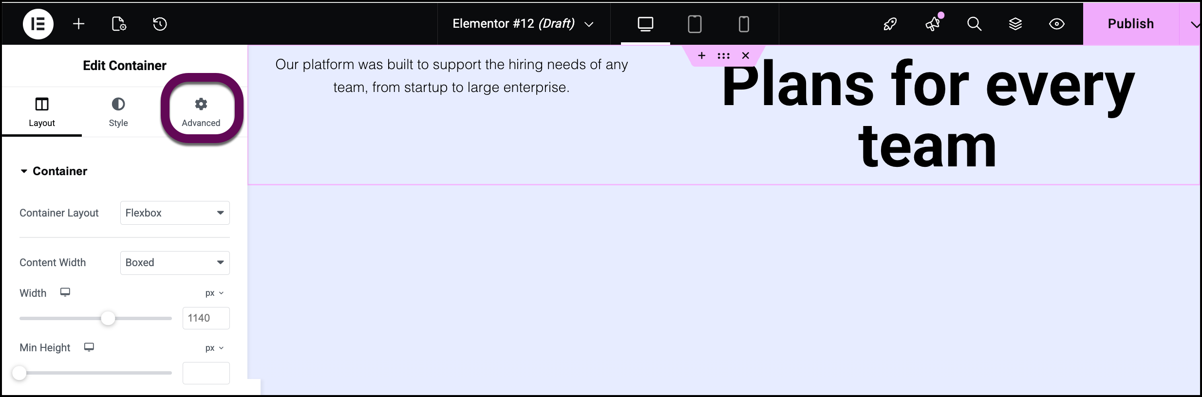 Click the Advanced tab