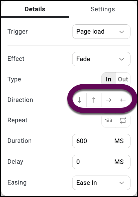 Select the direction