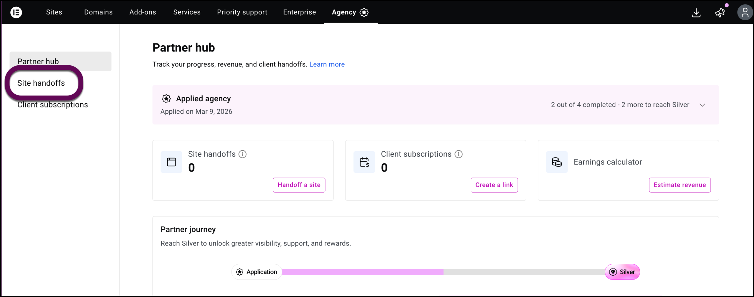 The site handoffs link