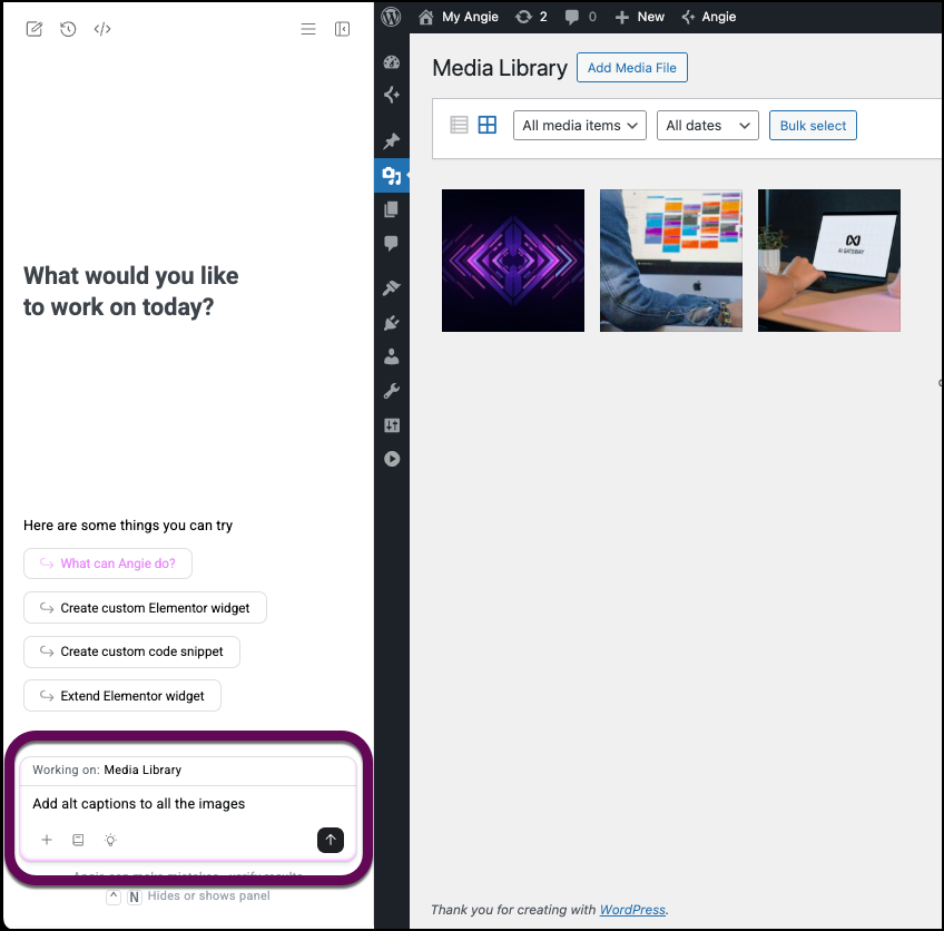 The prompt to automatically add alt text