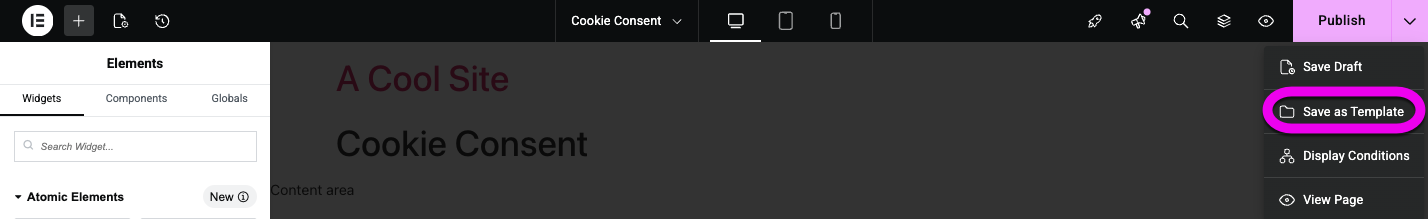 The Save as Template option