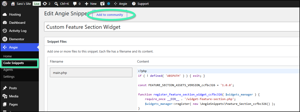 code snippets