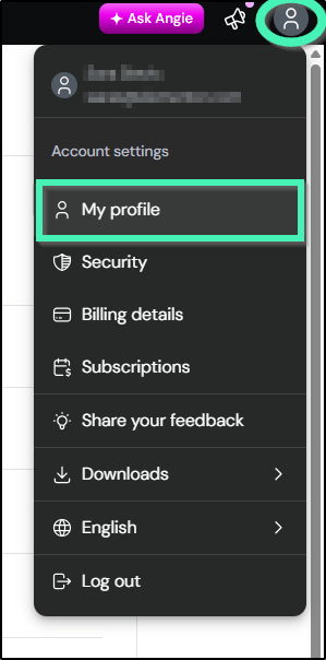 my profile option within my Elementor dashboard
