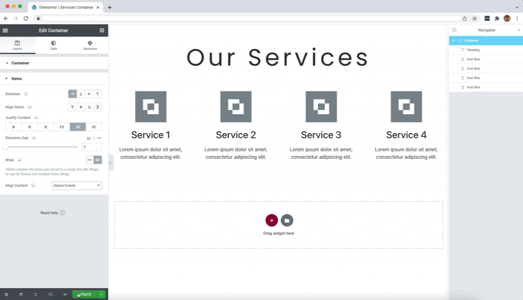 Creating a Services Section using Flexbox Containers | Elementor