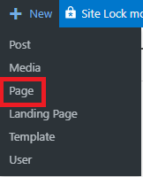 New pages can be created from the Admin bar