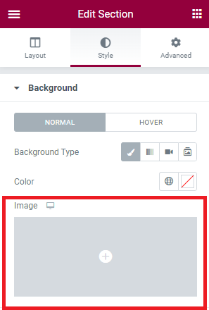 The image icon in the Style tab.