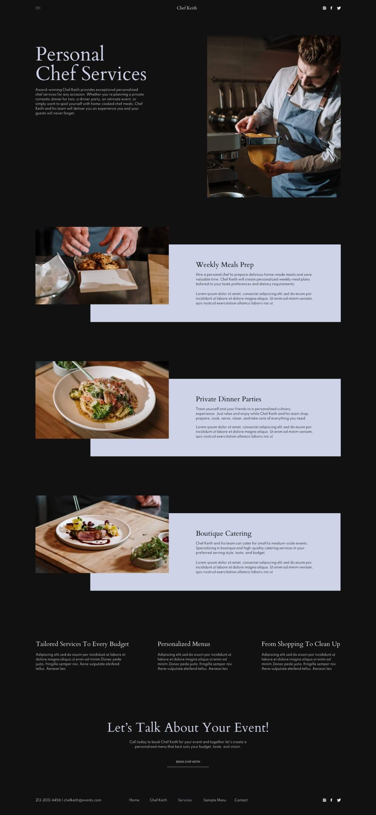 Personal Chef Websites Templates