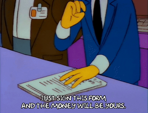 Homer Signing a Contract