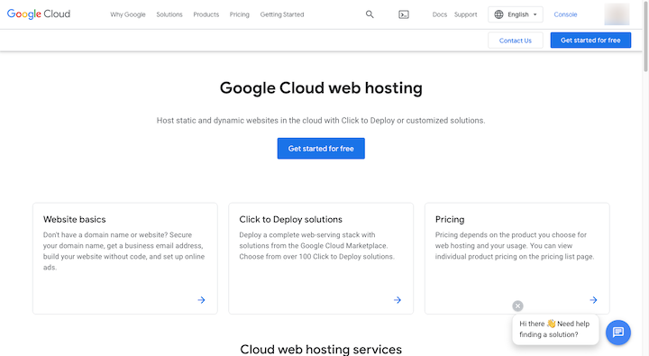 6 google cloud web hosting page ¿Qué es el alojamiento de Google Cloud para WordPress? 6