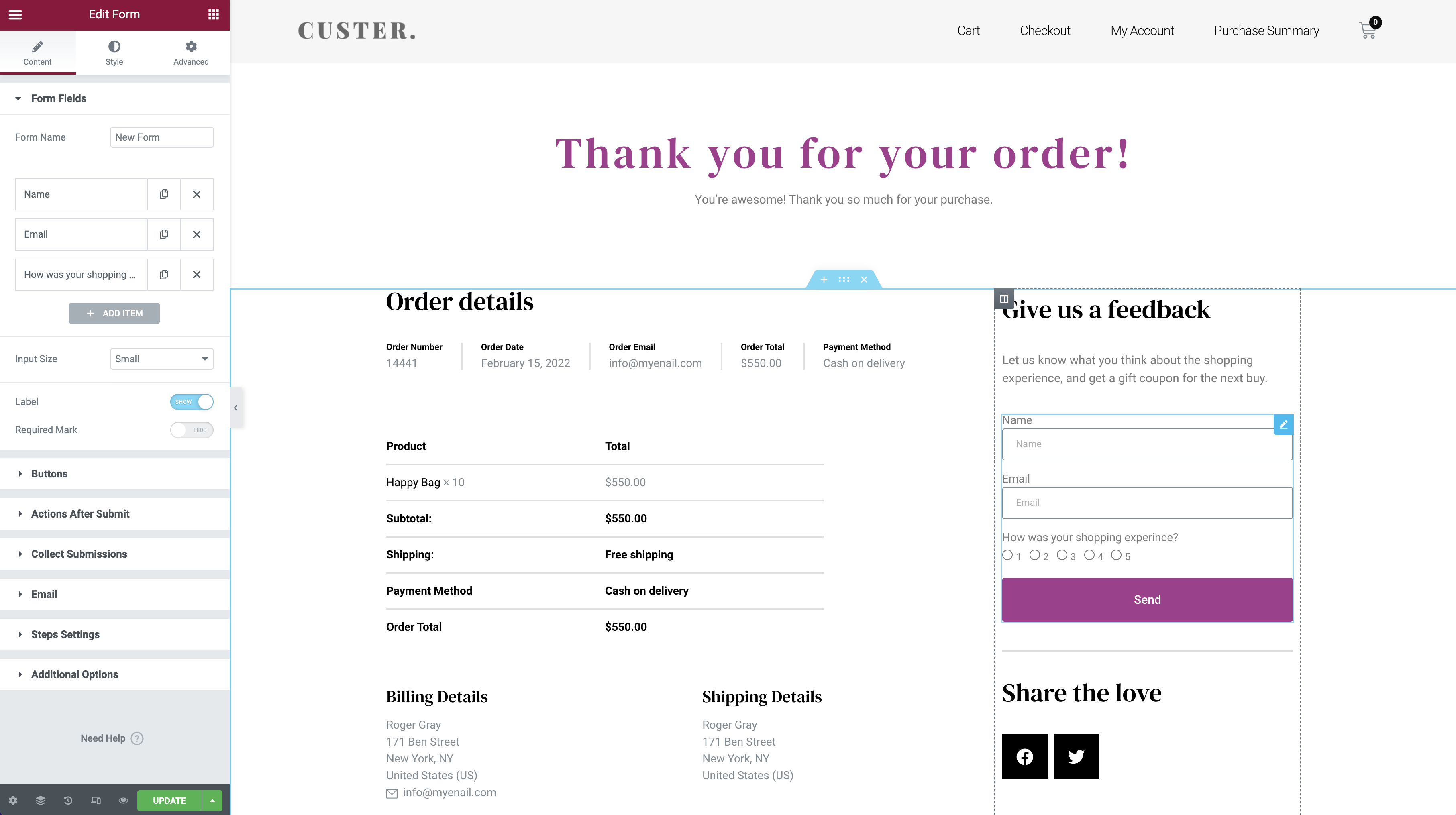 How to Create a Customized WooCommerce Thank You Page | Elementor