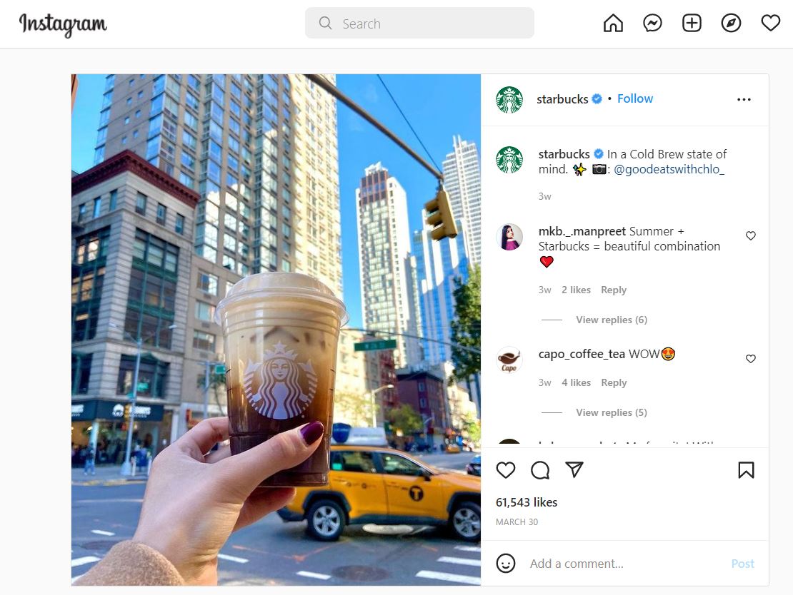 Starbucks Instagram Account Word-Of-Mouth Marketing: How To Build A Successful Strategy 6