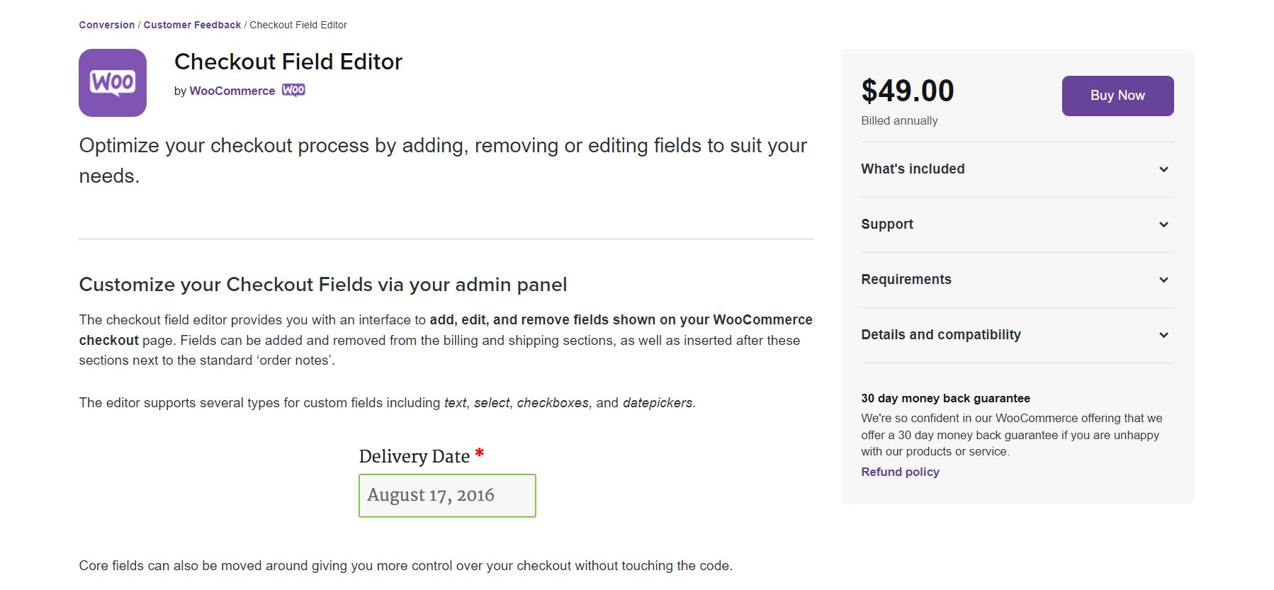 Checkout Field Editor extension for WooCommerce.