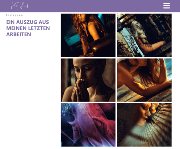 a screenshot of the Kevin Luck Photography website. 