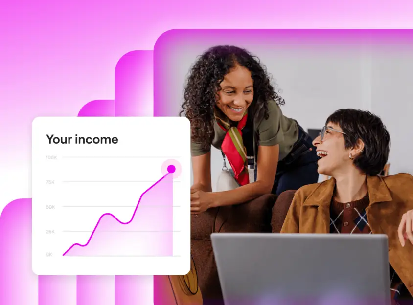 Happy women and laptop