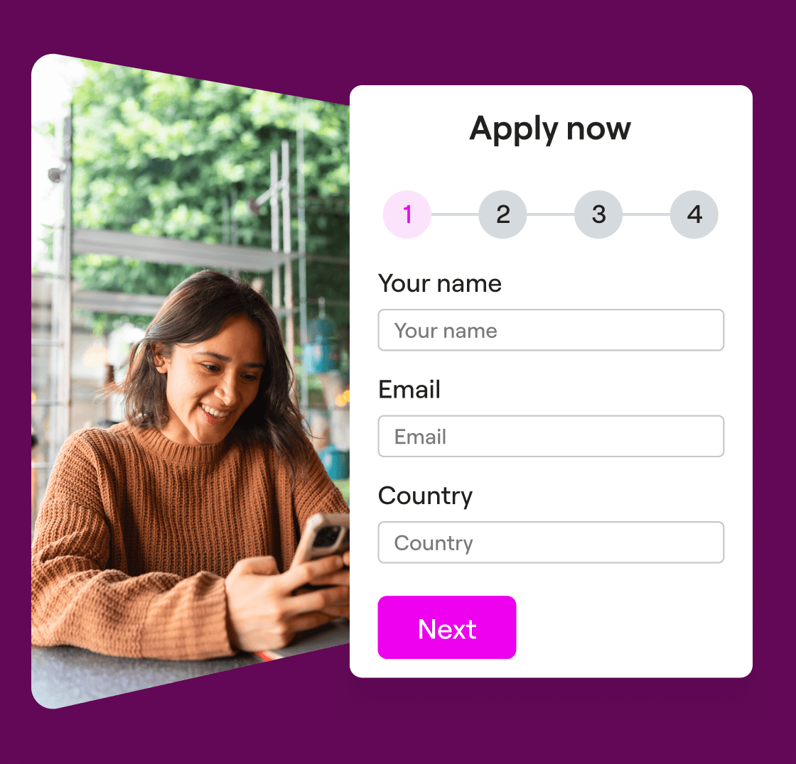 Young woman and a sign up form